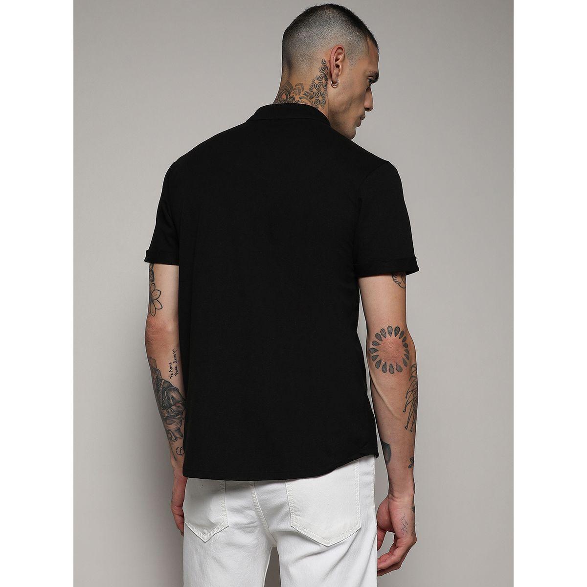 قميص سادة بياقة ماندارين واكمام قصيرة كامبوس سوترا × ستايلي-men-clothing-shirts-image-3
