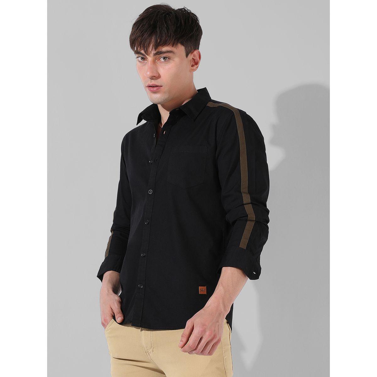 قميص بقصة سليم فت وتفاصيل مُتباينة كامبوس سوترا × ستايلي-men-clothing-shirts-image-1