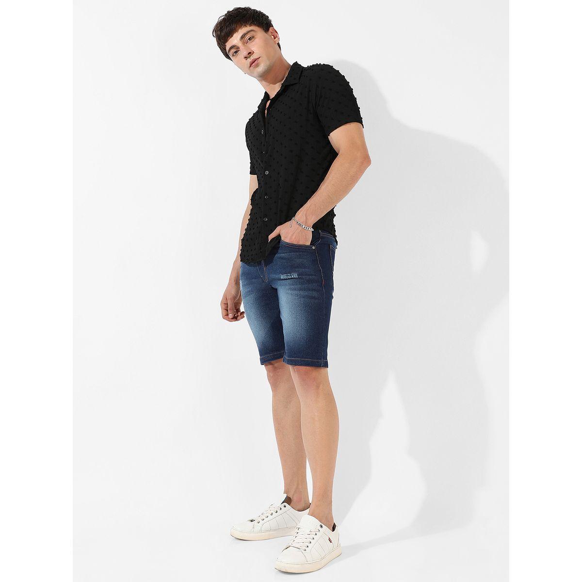 Campus Sutra X Styli  Dobby Slim Fit Shirt with Short Sleeves-men-clothing-shirts-image-5