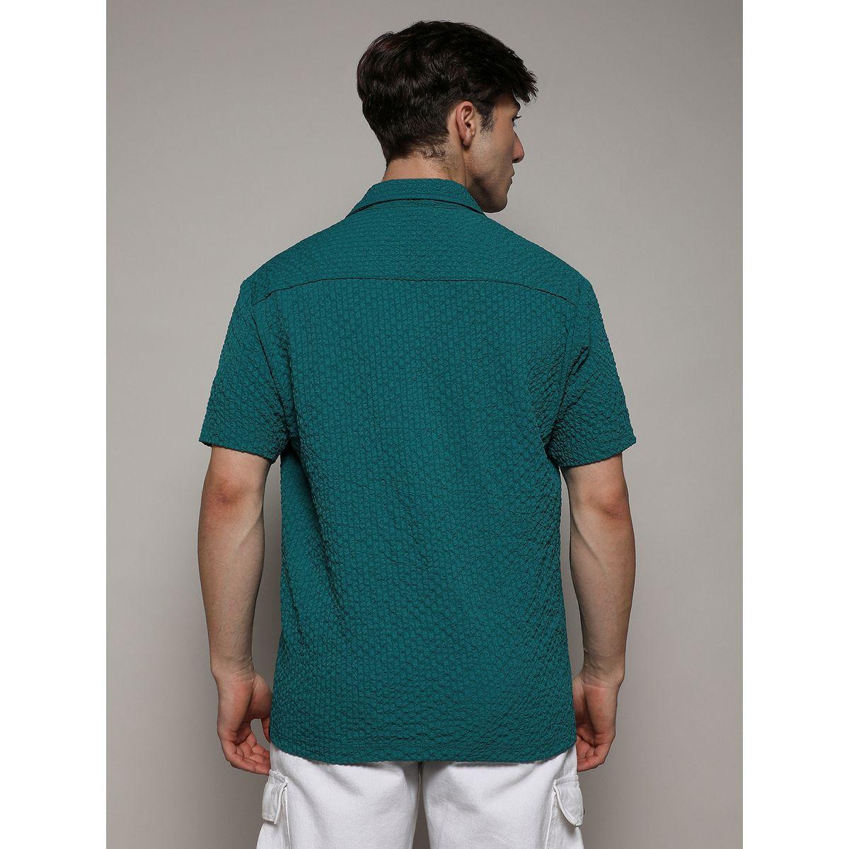 Campus Sutra X Styli  Self Design Creased Slim Fit Shirt-men-clothing-shirts-image-3