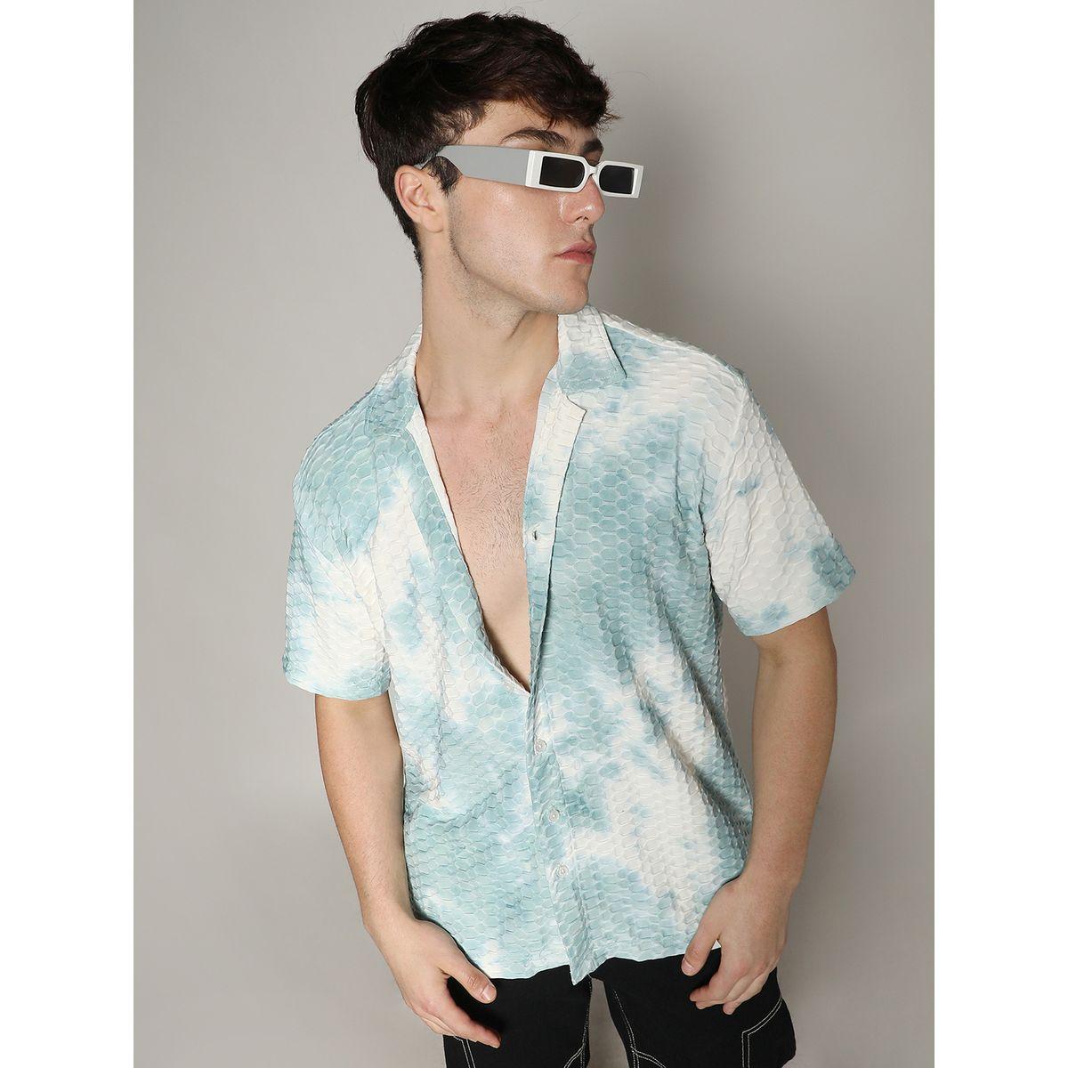Campus Sutra X Styli  Tie & Dye Print Honeycomb Textured Shirt-men-clothing-shirts-image-1