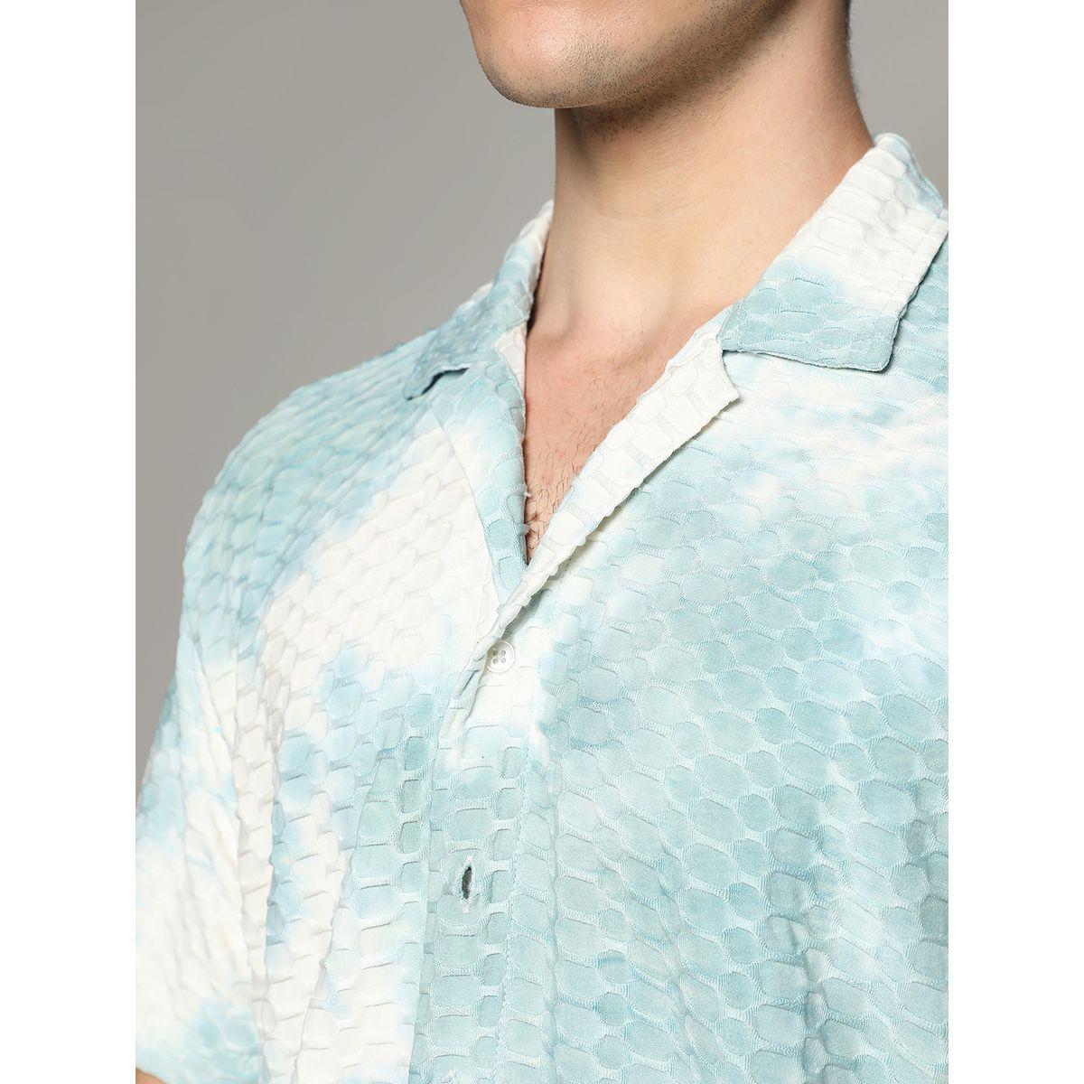 Campus Sutra X Styli  Tie & Dye Print Honeycomb Textured Shirt-men-clothing-shirts-image-2