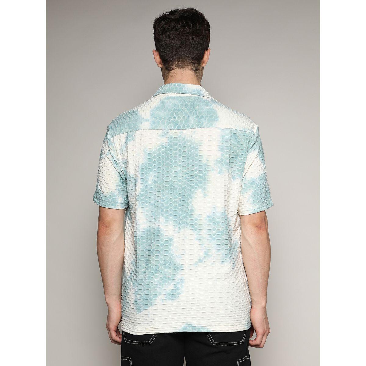Campus Sutra X Styli  Tie & Dye Print Honeycomb Textured Shirt-men-clothing-shirts-image-3