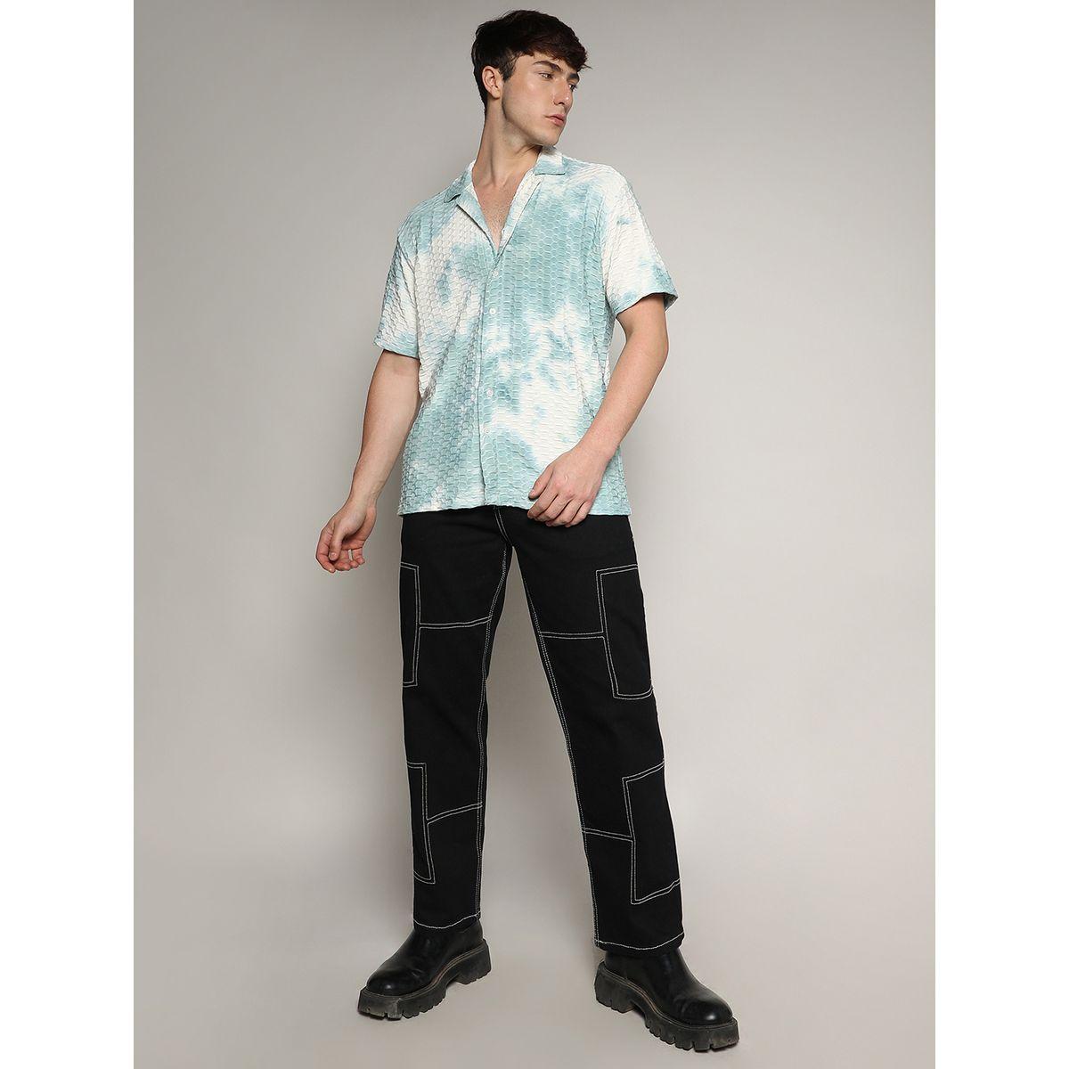 Campus Sutra X Styli  Tie & Dye Print Honeycomb Textured Shirt-men-clothing-shirts-image-4