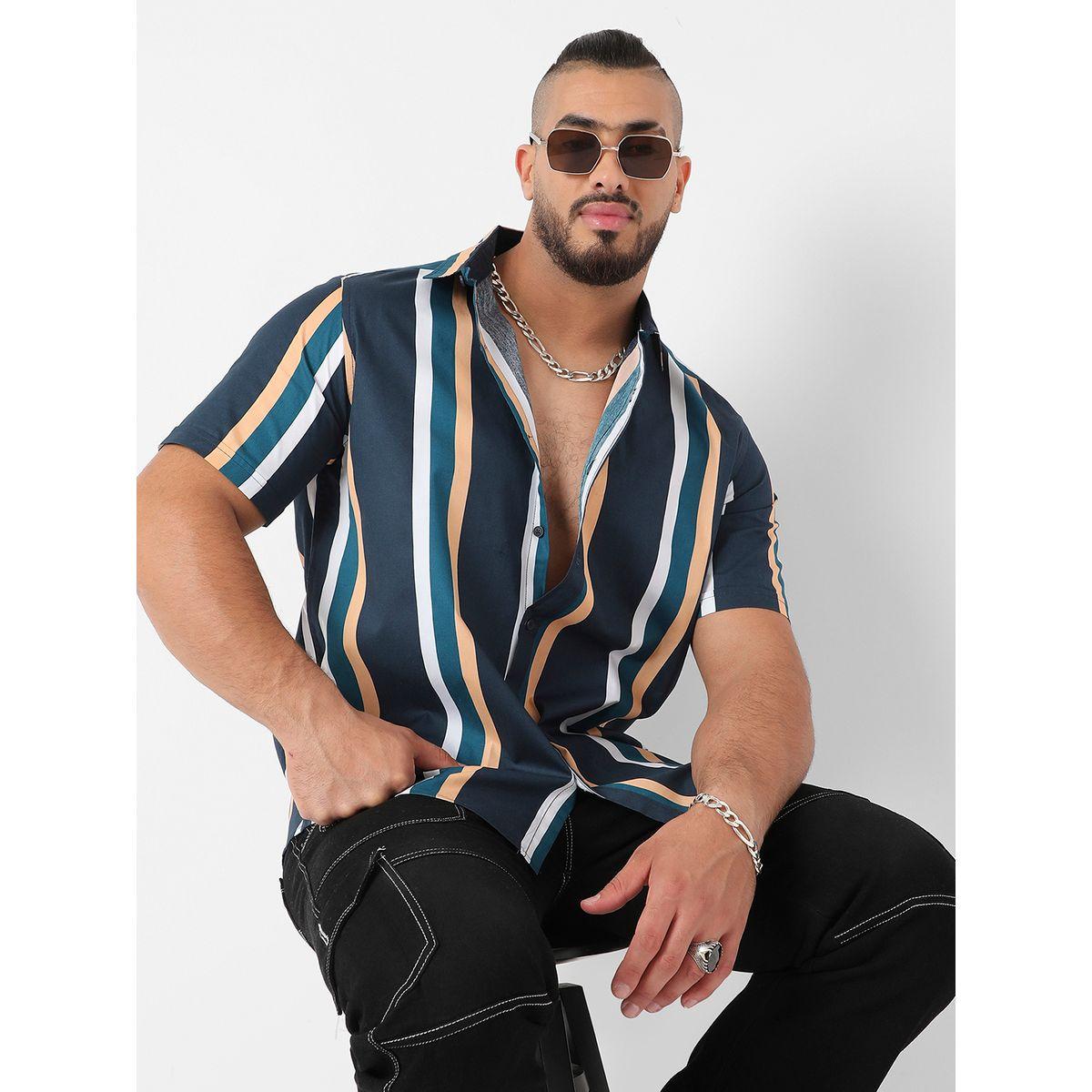 Instafab Plus X Styli  Club Striped Regular Fit Shirt-men-clothing-tshirtsandpolos-tshirts-image-1