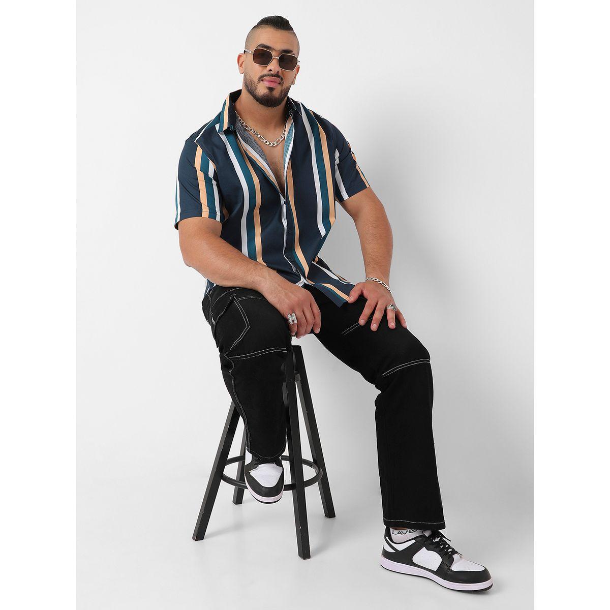 قميص مخطط بمقاس كبير وقصة عادية إنستافاب بلس × ستايلي-men-clothing-tshirtsandpolos-tshirts-image-5