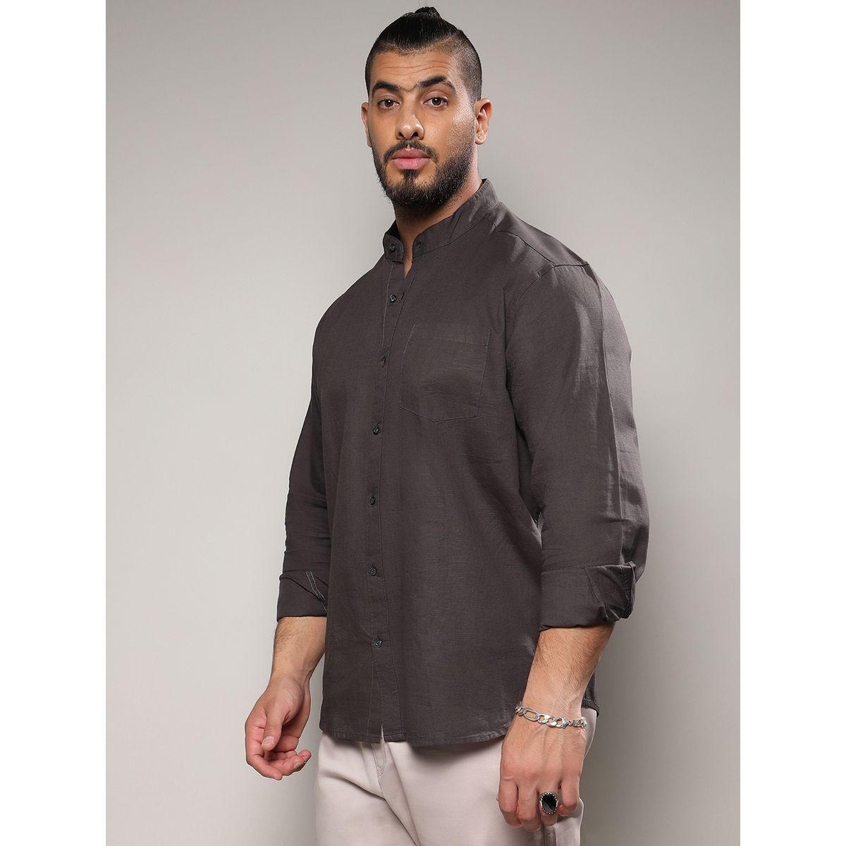 قميص بمقاس كبير وياقة ماندارين إنستافاب بلس × ستايلي-men-clothing-tshirtsandpolos-tshirts-image-1