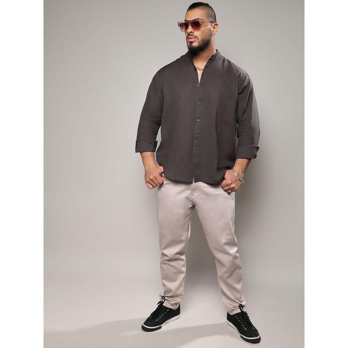 Instafab Plus X Styli  Mandarin Collar Regular Fit Shirt-men-clothing-tshirtsandpolos-tshirts-image-4