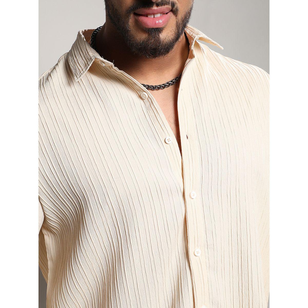 Instafab Plus X Styli  Textured Self Design Striped Shirt-men-clothing-tshirtsandpolos-tshirts-image-2