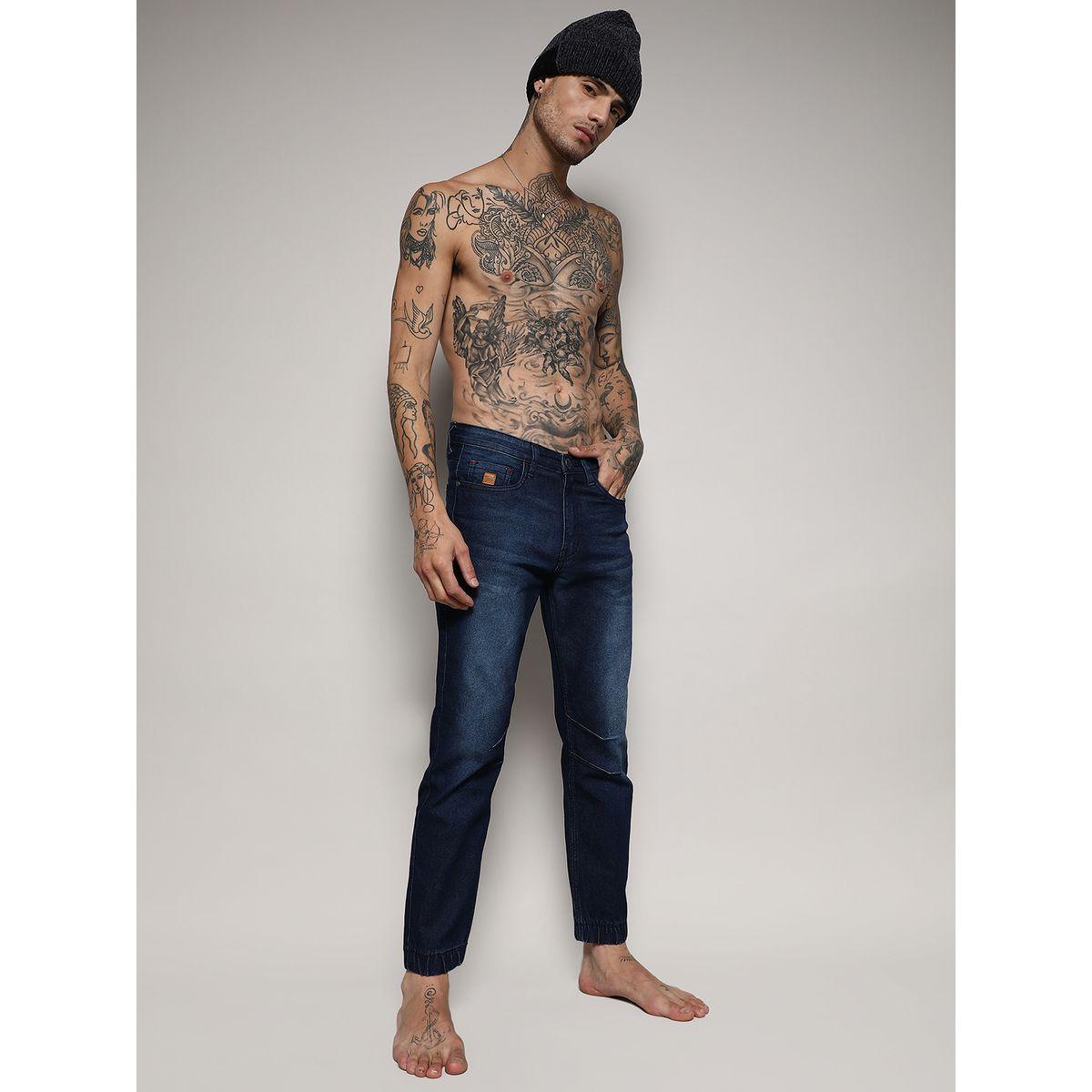 Campus Sutra X Styli  Cinched Hem Jeans with Pockets-men-clothing-bottoms-jeans-image-4
