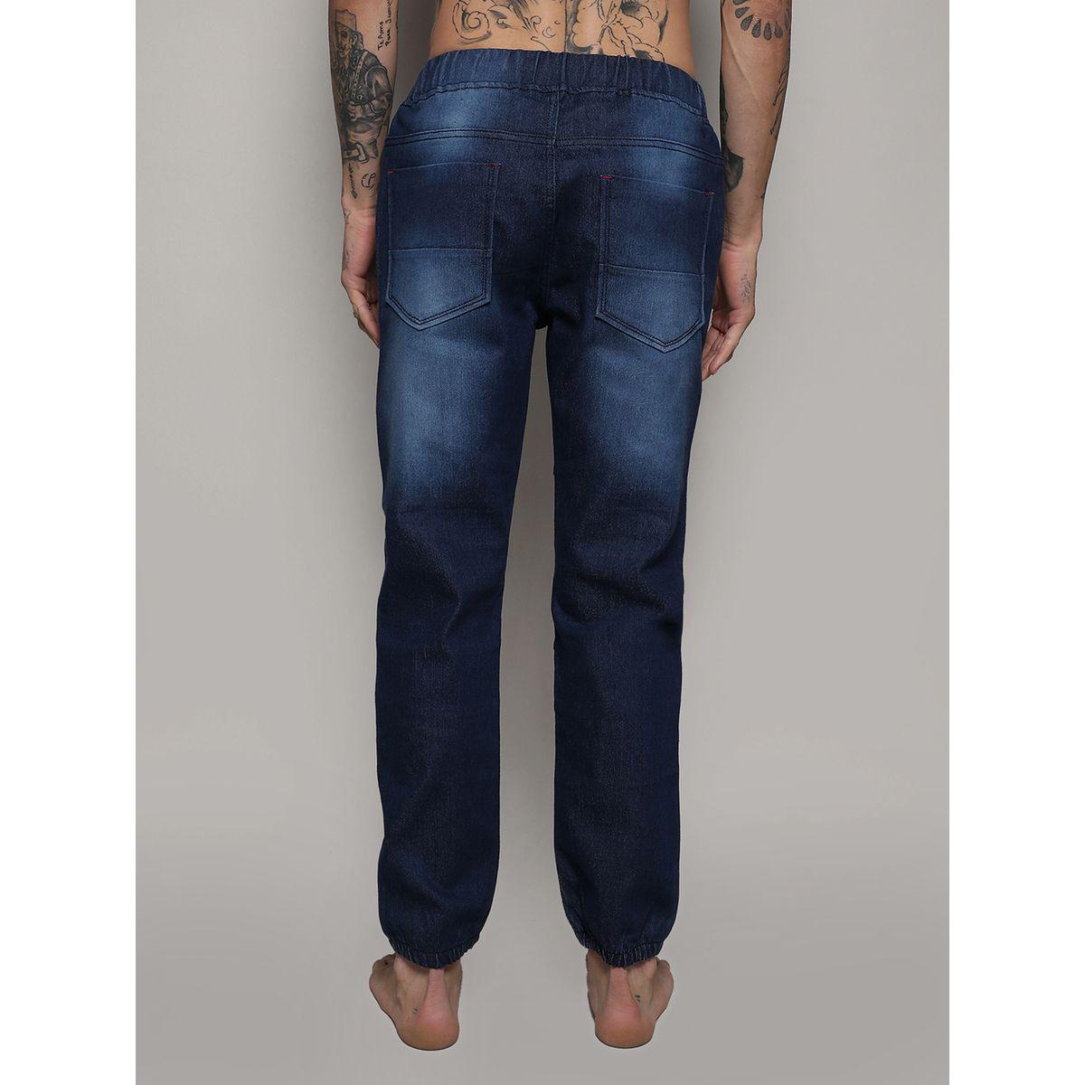 Campus Sutra X Styli  Cinched Hem Textured Jeans with Drawstring-men-clothing-bottoms-jeans-image-2
