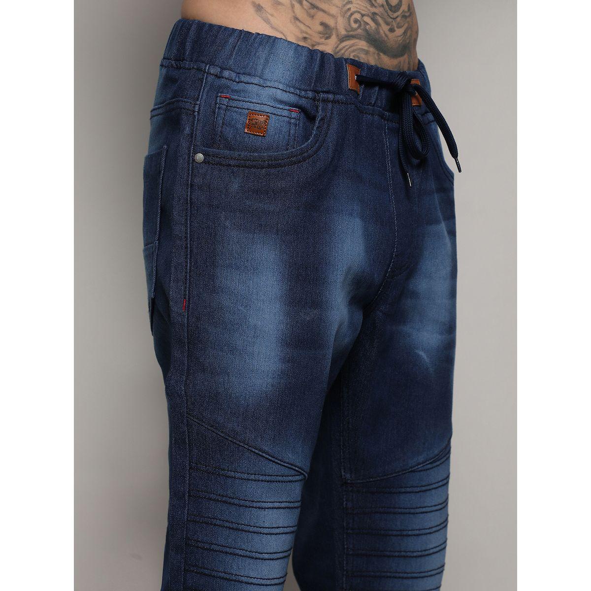Campus Sutra X Styli  Cinched Hem Textured Jeans with Drawstring-men-clothing-bottoms-jeans-image-3