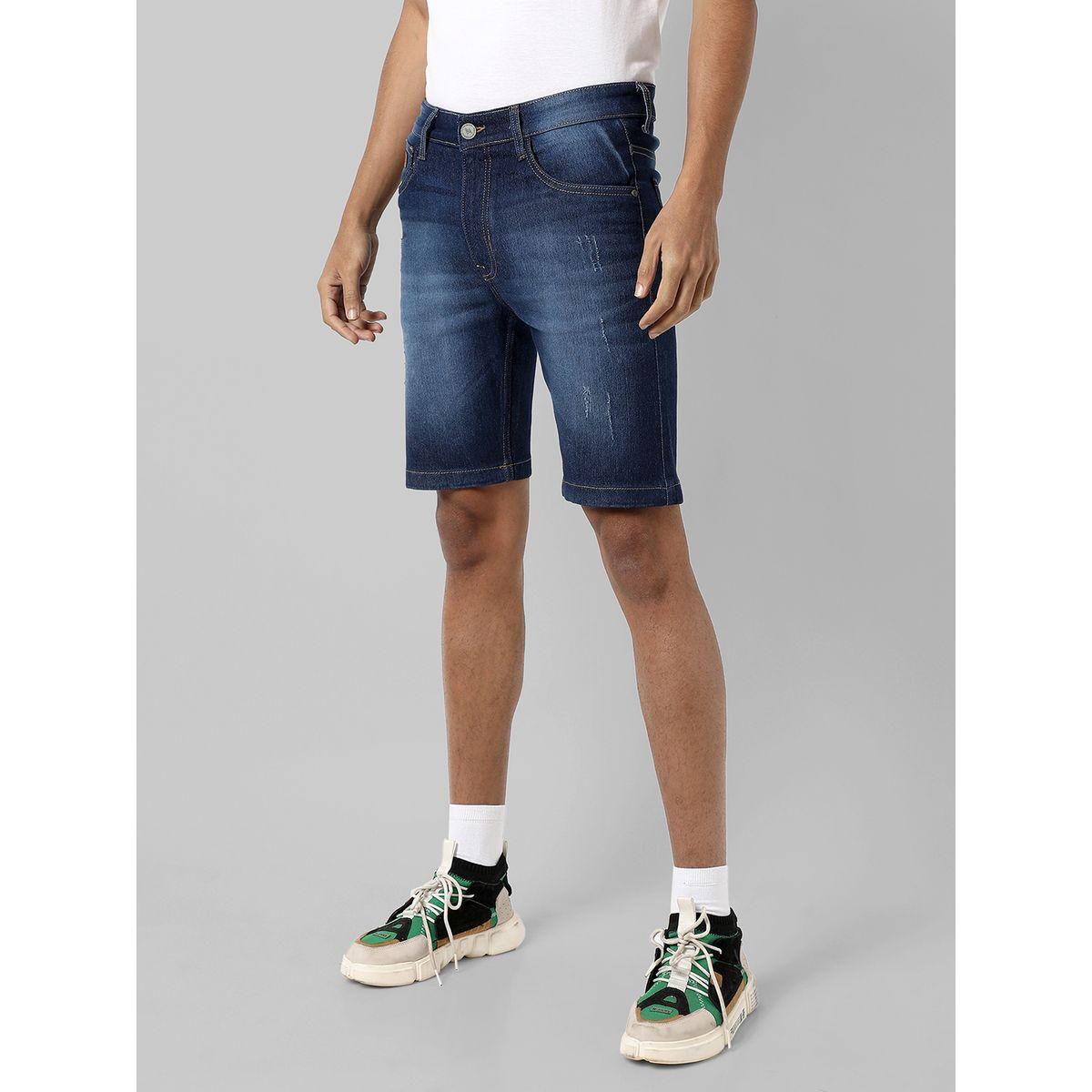 شورت دنيم بتفاصيل ممزقة مع جيوب كامبوس سوترا × ستايلي-men-clothing-bottoms-shorts-image-1