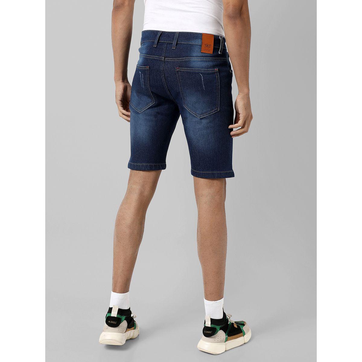 شورت دنيم بتفاصيل ممزقة مع جيوب كامبوس سوترا × ستايلي-men-clothing-bottoms-shorts-image-2