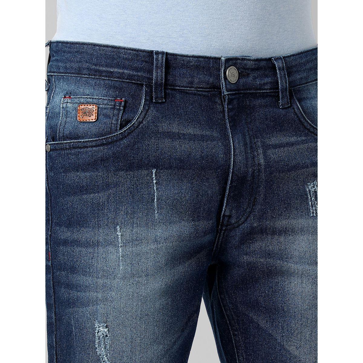 Campus Sutra X Styli  Light Distressed Denim Shorts with Pockets-men-clothing-bottoms-shorts-image-3
