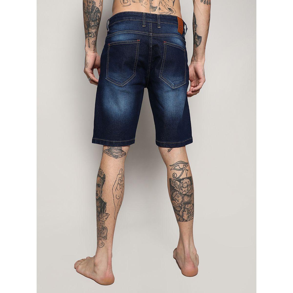 شورت دنيم بتفاصيل ممزقة مع جيوب كامبوس سوترا × ستايلي-men-clothing-bottoms-shorts-image-2