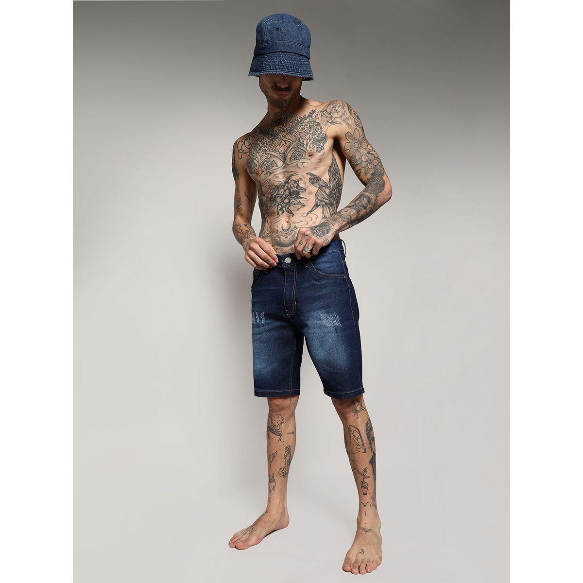 شورت دنيم بتفاصيل ممزقة مع جيوب كامبوس سوترا × ستايلي-men-clothing-bottoms-shorts-image-4