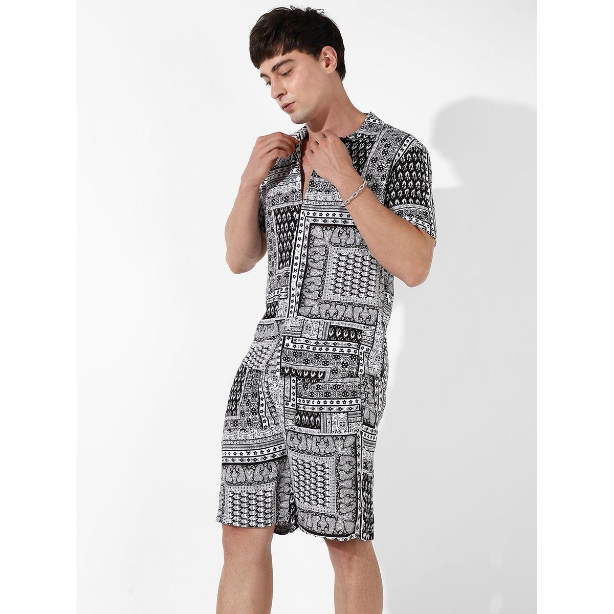 طقم منسق من شورت وقميص بطبعة بوهيمية كامبوس سوترا × ستايلي-men-clothing-coordsets-image-1
