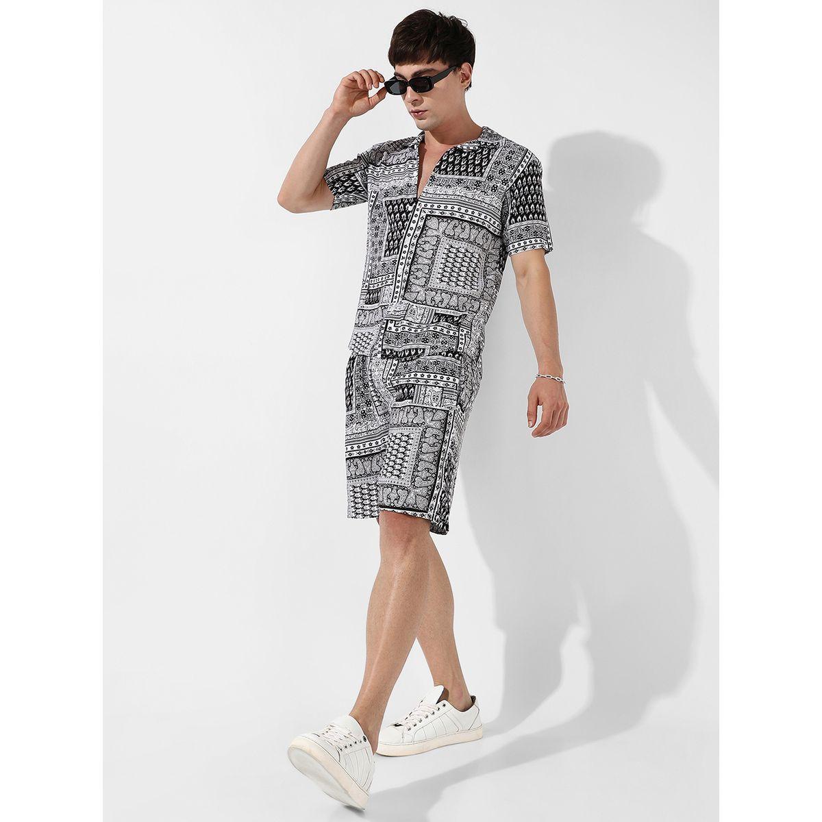 طقم منسق من شورت وقميص بطبعة بوهيمية كامبوس سوترا × ستايلي-men-clothing-coordsets-image-4