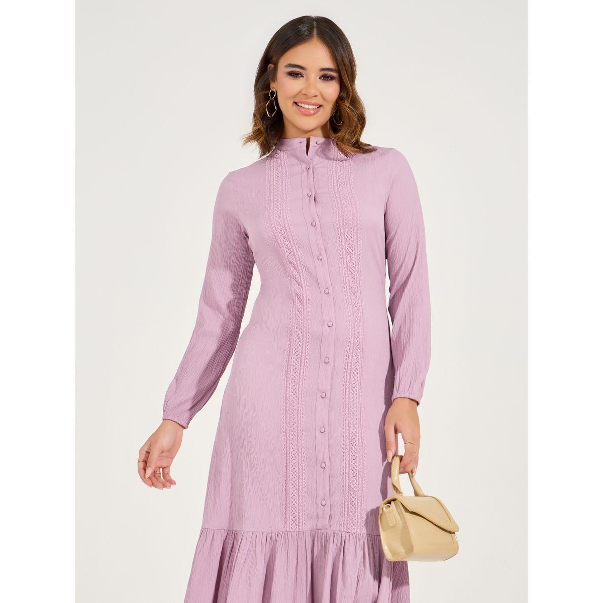 Styli Lace Insert Buttoned Shirt Maxi Dress-women-clothing-dresses-image-2