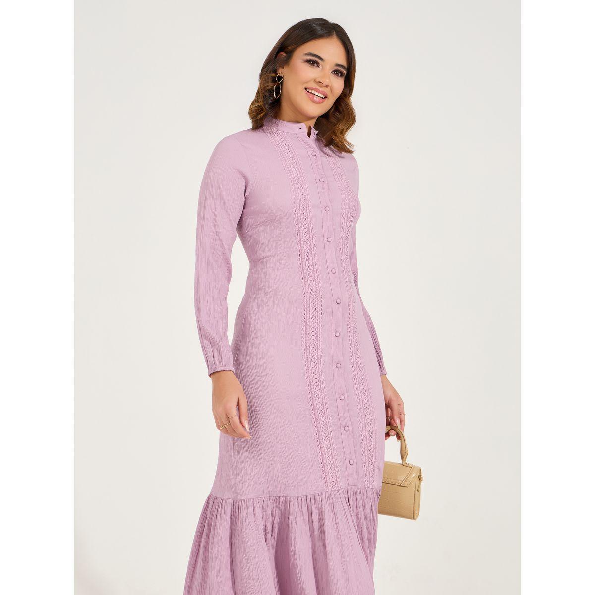 Styli Lace Insert Buttoned Shirt Maxi Dress-women-clothing-dresses-image-5