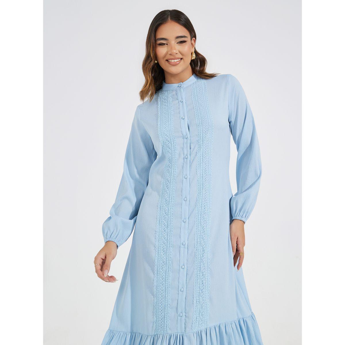 Styli Lace Insert Buttoned Shirt Maxi Dress-women-clothing-dresses-image-2