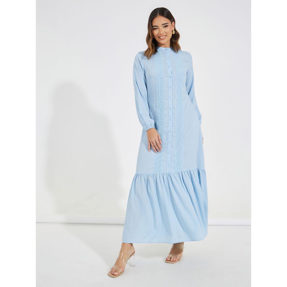 Styli Lace Insert Buttoned Shirt Maxi Dress-women-clothing-dresses-image-4