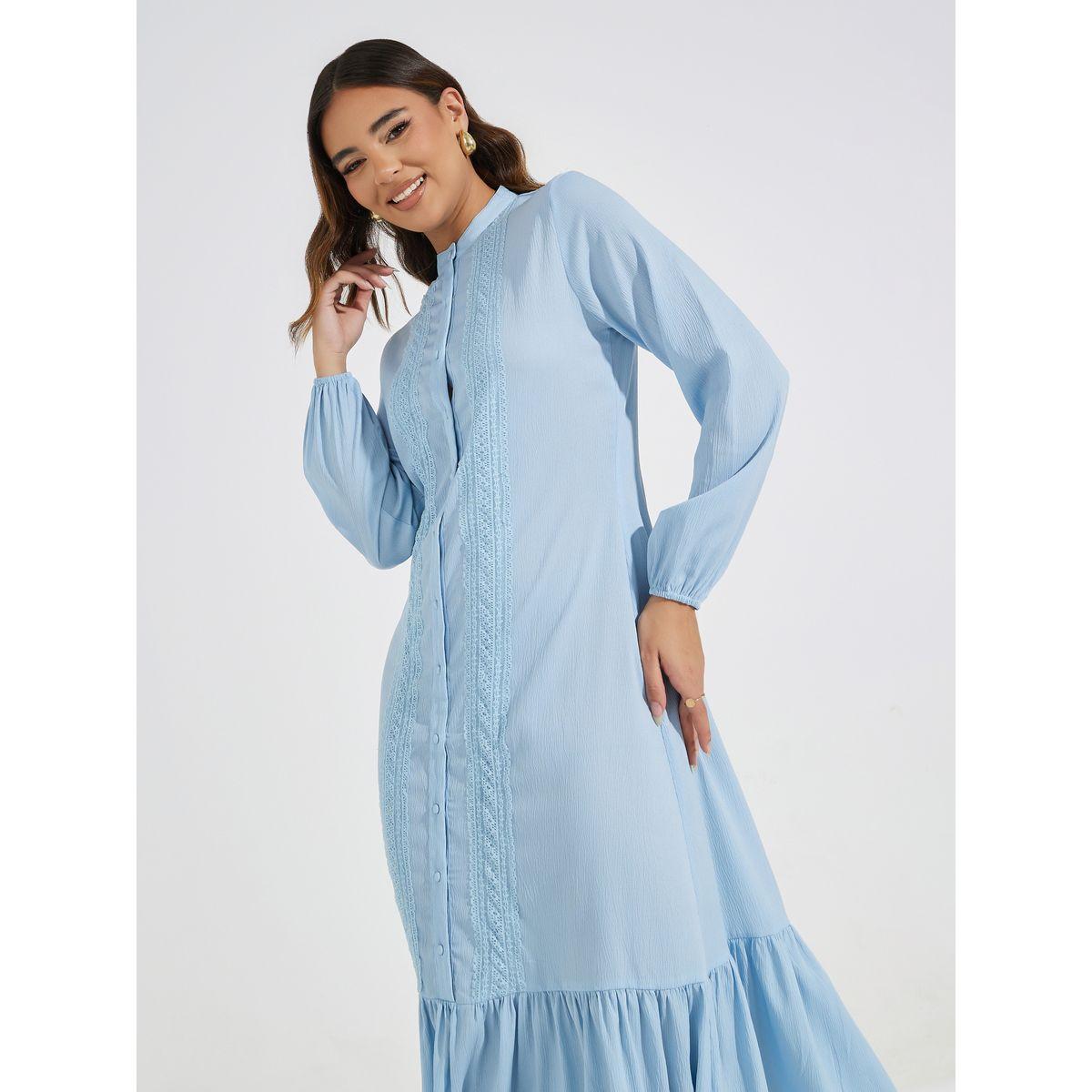 Styli Lace Insert Buttoned Shirt Maxi Dress-women-clothing-dresses-image-5