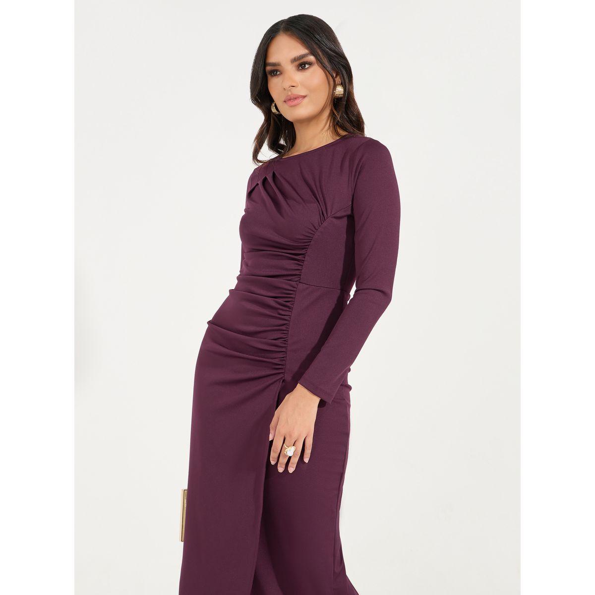 Styli Elevate Gathered Detail Sheath Maxi Dress-women-clothing-dresses-image-2