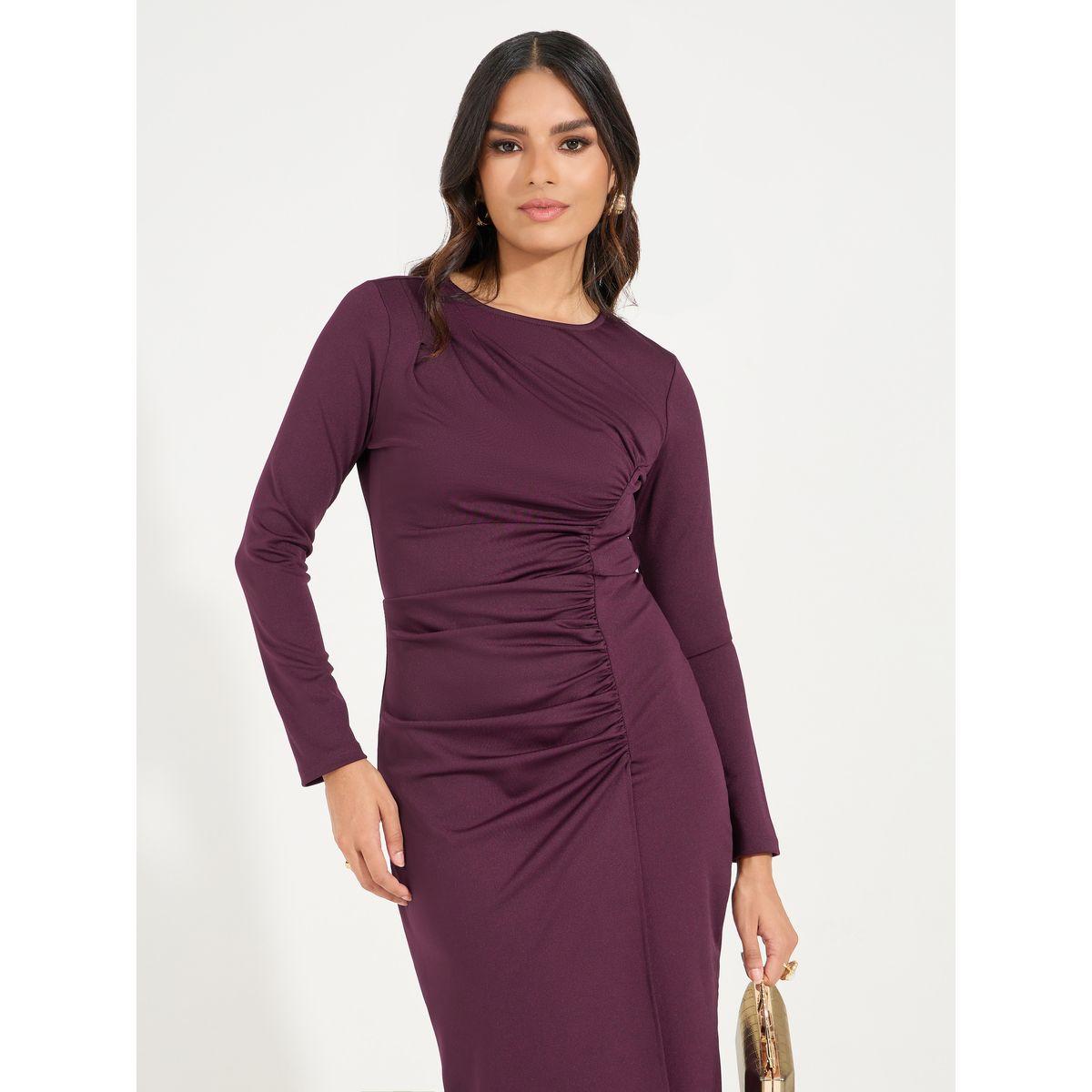 Styli Elevate Gathered Detail Sheath Maxi Dress-women-clothing-dresses-image-5