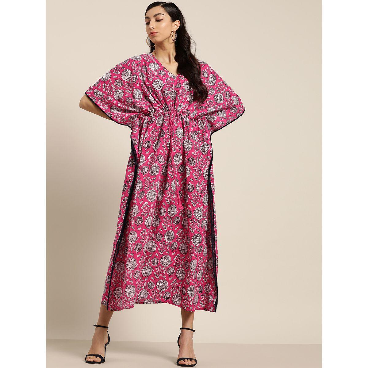 فستان طويل مطبع بزهور مع اربطة ساسافراس × ستايلي-women-clothing-dresses-image-1