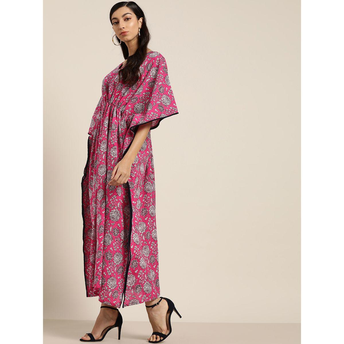 فستان طويل مطبع بزهور مع اربطة ساسافراس × ستايلي-women-clothing-dresses-image-2