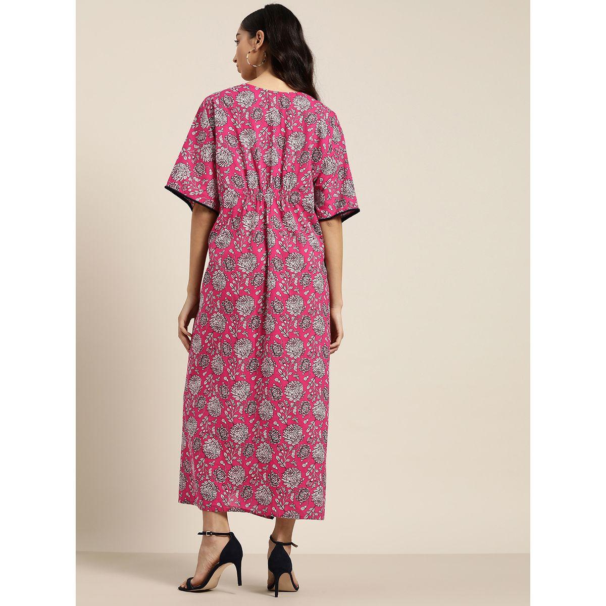 فستان طويل مطبع بزهور مع اربطة ساسافراس × ستايلي-women-clothing-dresses-image-3