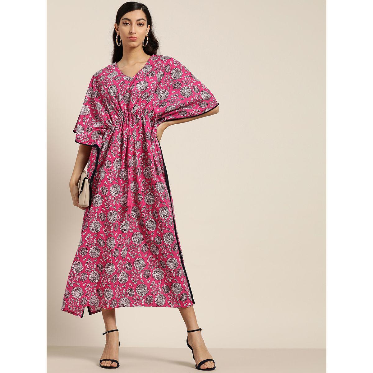 فستان طويل مطبع بزهور مع اربطة ساسافراس × ستايلي-women-clothing-dresses-image-4