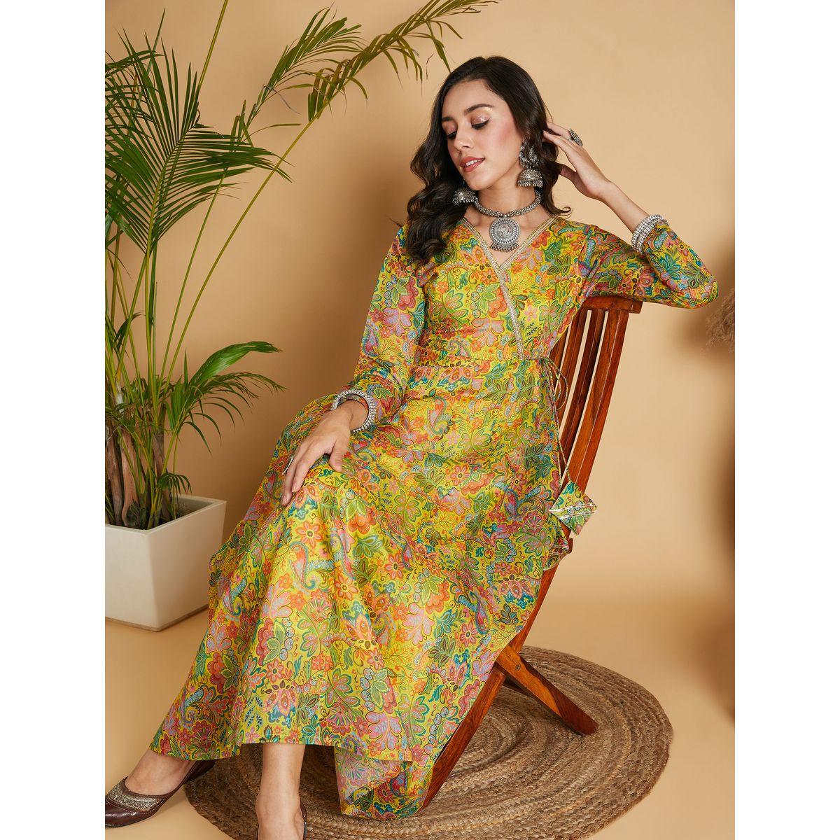 Sassafras X Styli   Floral Print Lace Trim Wrap Maxi Dress-women-clothing-ethnicwear-dresses-image-2