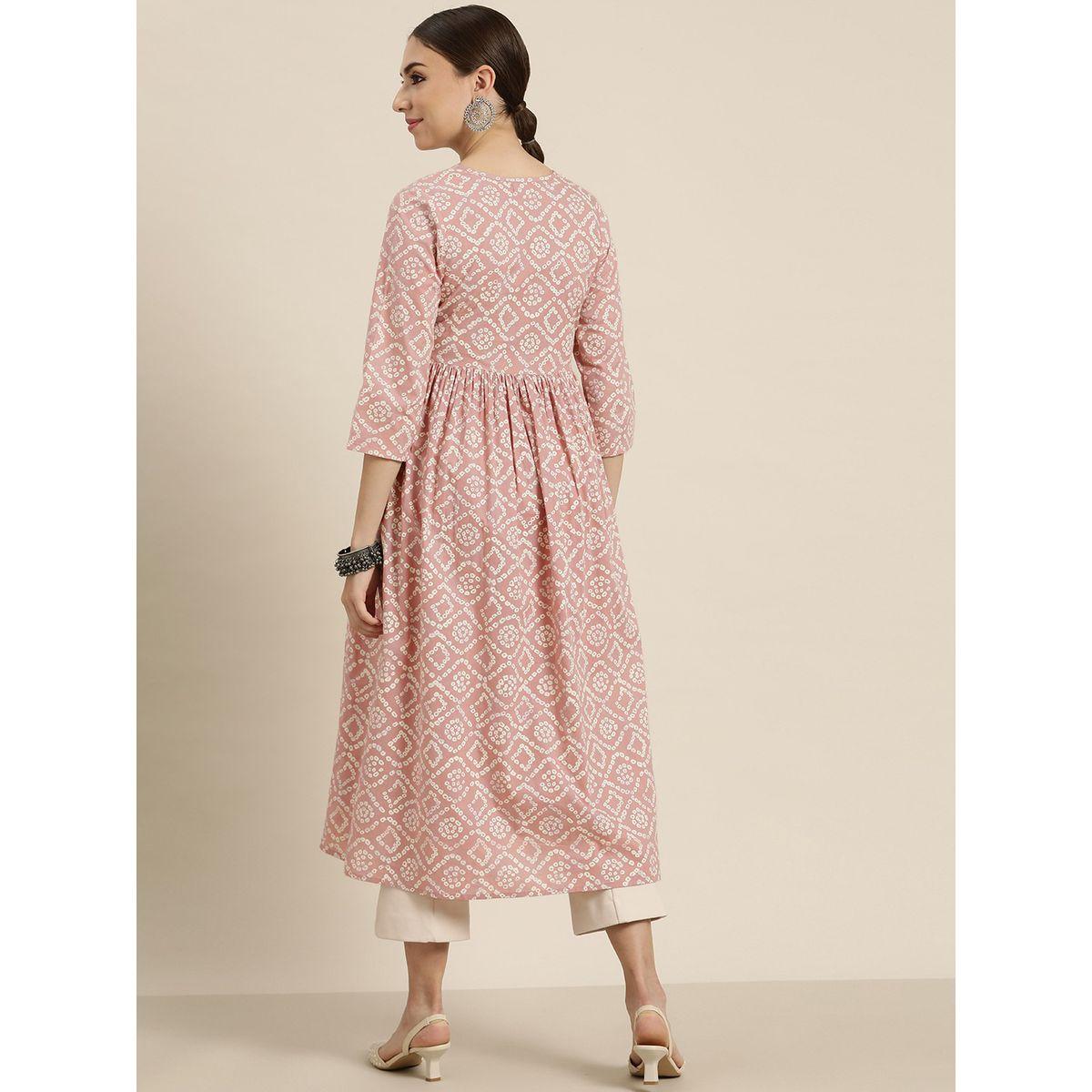 كورتا بطبعة بوهيمية مع ياقة باربطة ساسافراس × ستايلي-women-clothing-ethnicwear-kurtas-image-3