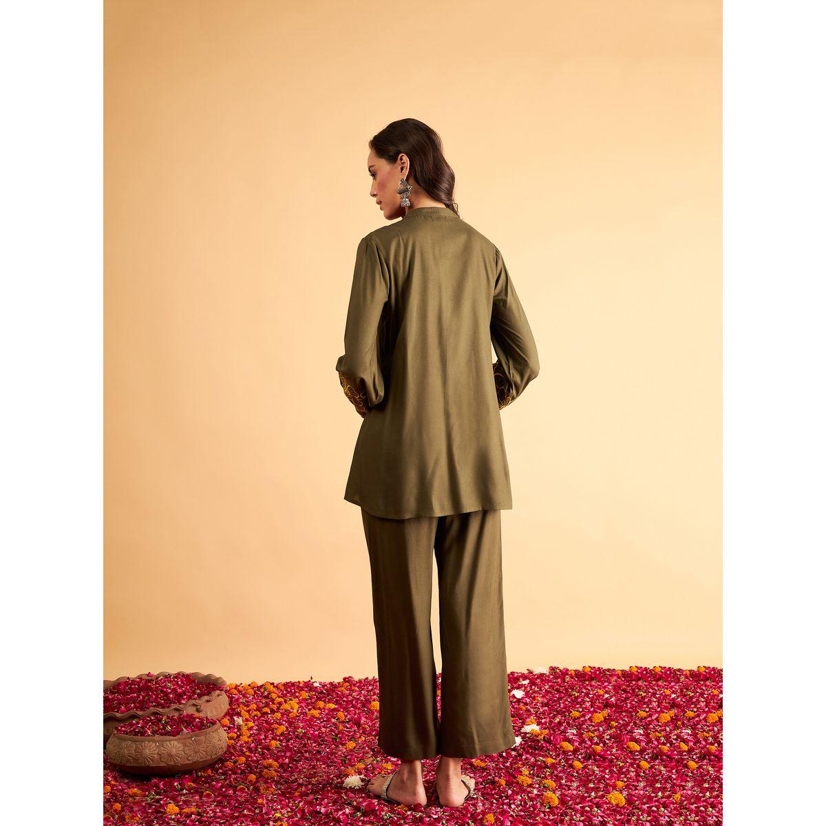طقم منسق من بنطال مع بلوزة بزهور مُطرّزة ساسافراس × ستايلي-women-clothing-coordsets-image-6