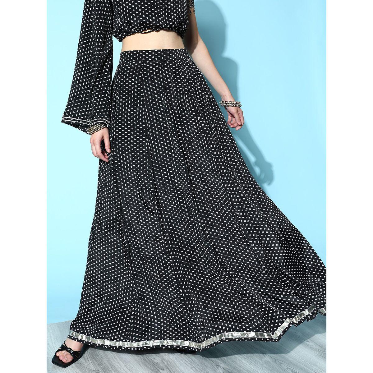 Sassafras X Styli   Diamond Ditsy Print Pocket Detail Maxi Skirt-women-clothing-ethnicwear-kurtasets-image-1