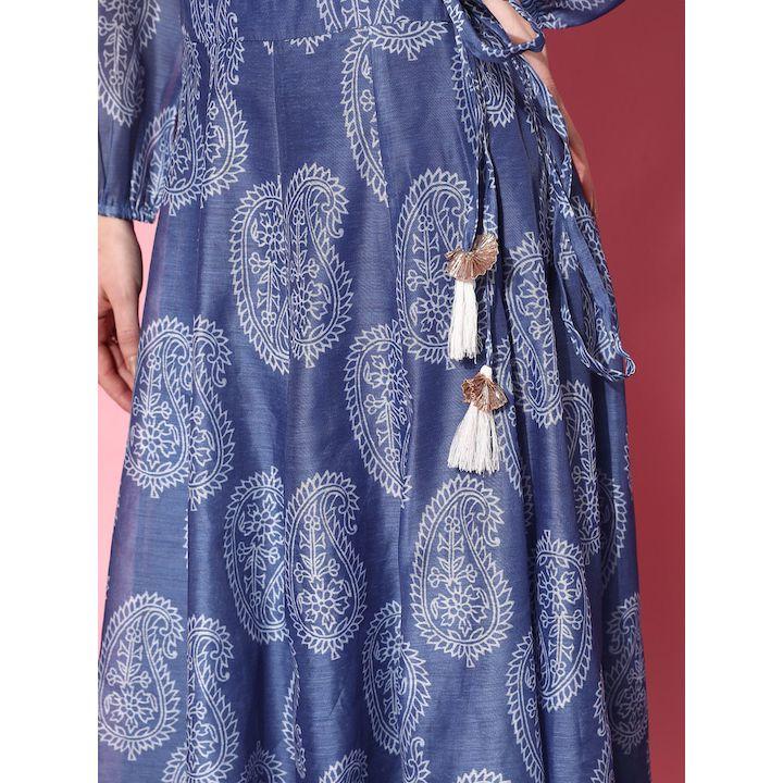 تنورة طويلة واسعة بطبعات بيزلي ساسافراس × ستايلي-women-clothing-ethnicwear-bottoms-skirts-image-3
