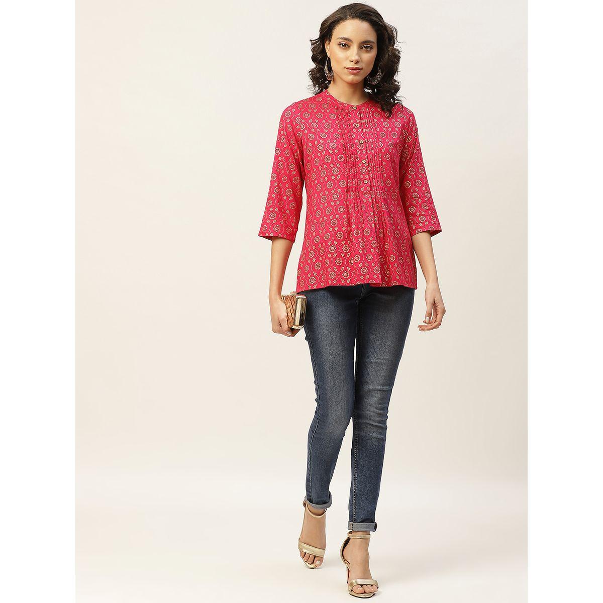 بلوزة بطبعة زهور فويل مع كسرات ساسافراس × ستايلي-women-clothing-shirtsandblouses-blouses-image-4