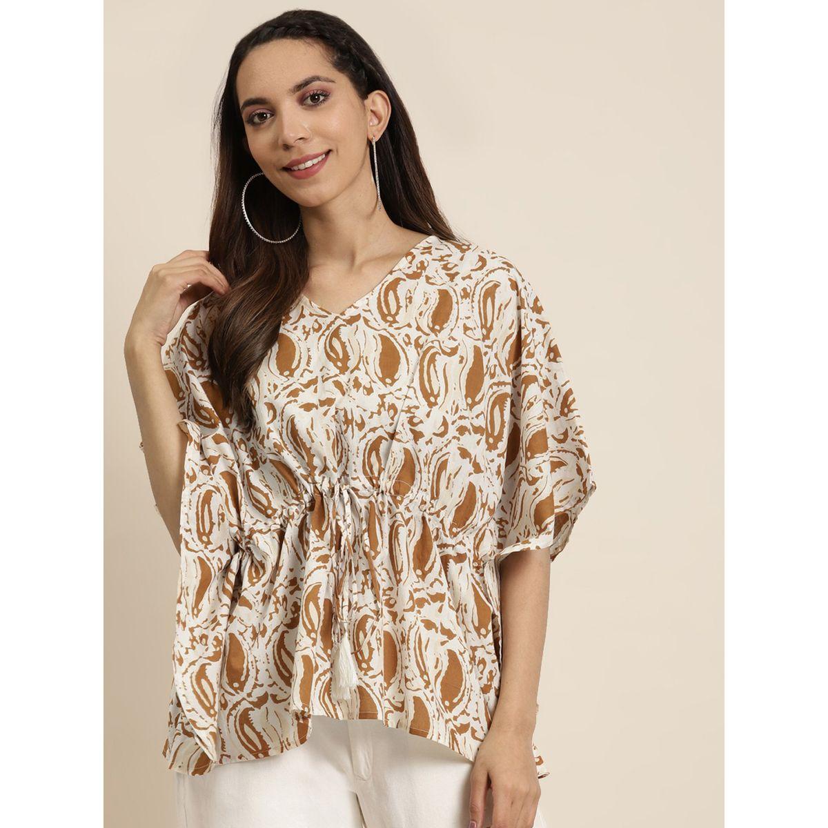 بلوزة قفطان قصيرة بطبعة بيزلي ساسافراس × ستايلي-women-clothing-shirtsandblouses-blouses-image-1