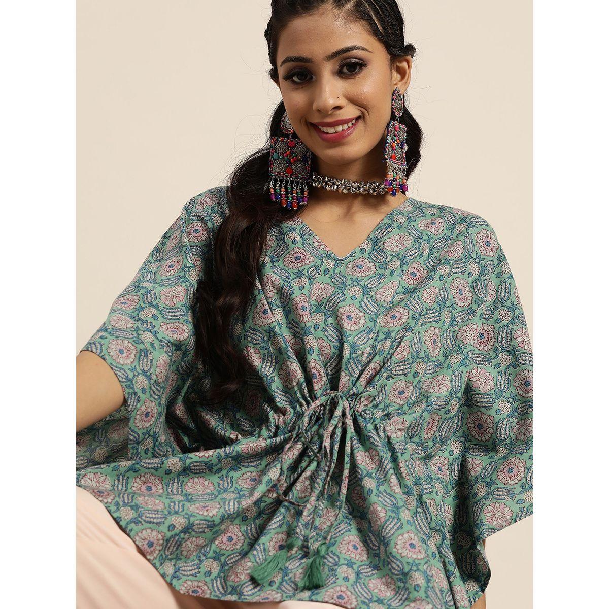 Sassafras X Styli   Floral Print Short Kaftan Top-women-clothing-shirtsandblouses-blouses-image-1
