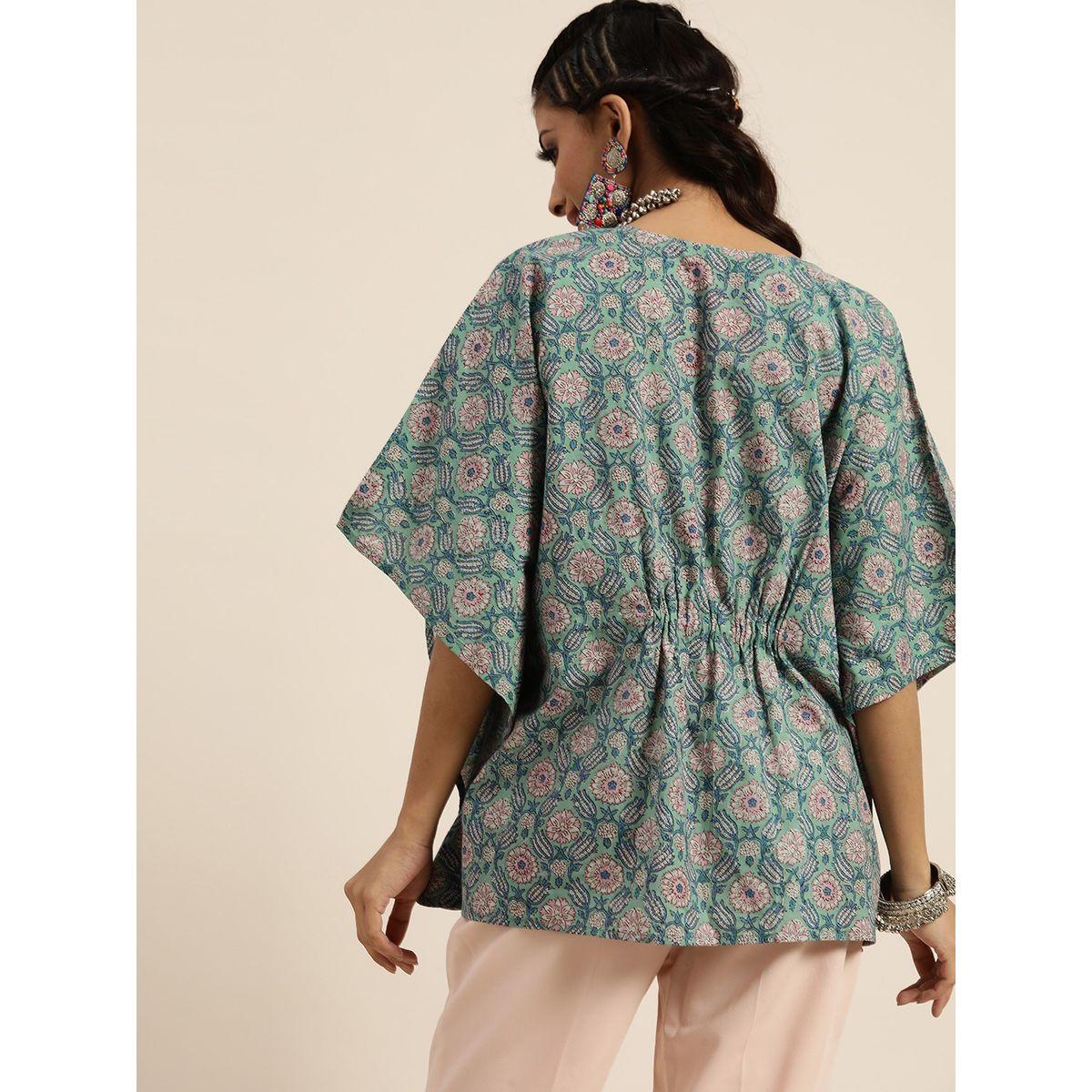 Sassafras X Styli   Floral Print Short Kaftan Top-women-clothing-shirtsandblouses-blouses-image-3