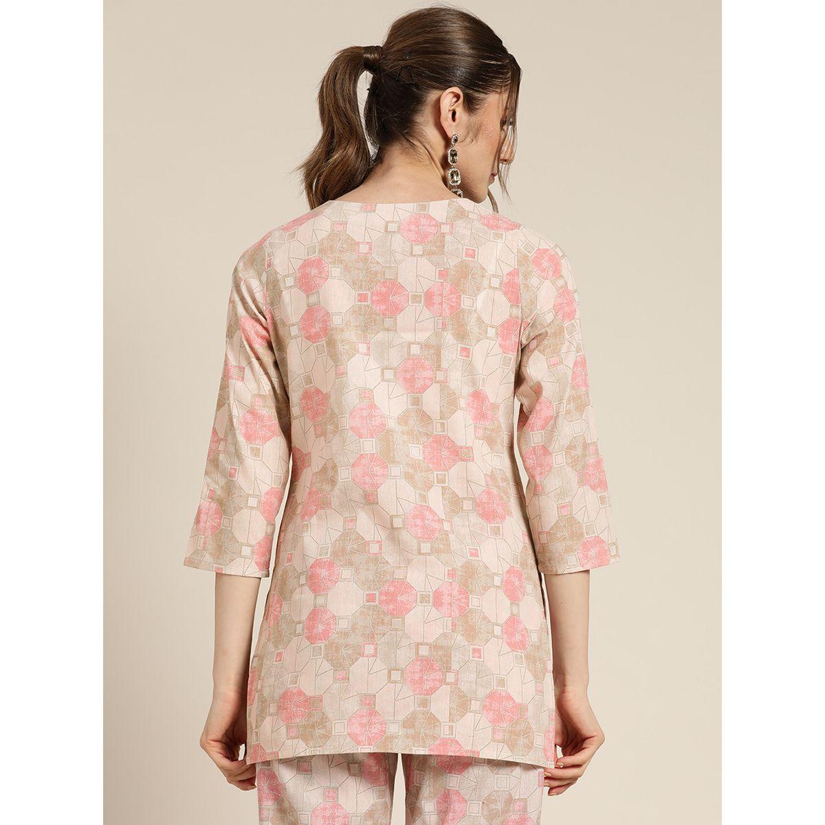 Sassafras X Styli   Geometric Print High Low Hem Top-women-clothing-ethnicwear-kurtas-image-4