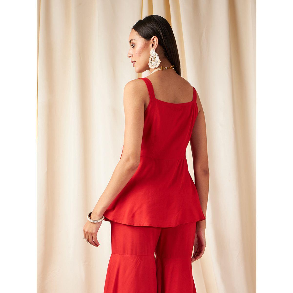 Sassafras X Styli   Zari Embroidered Strappy Peplum Top-women-clothing-ethnicwear-kurtas-image-5