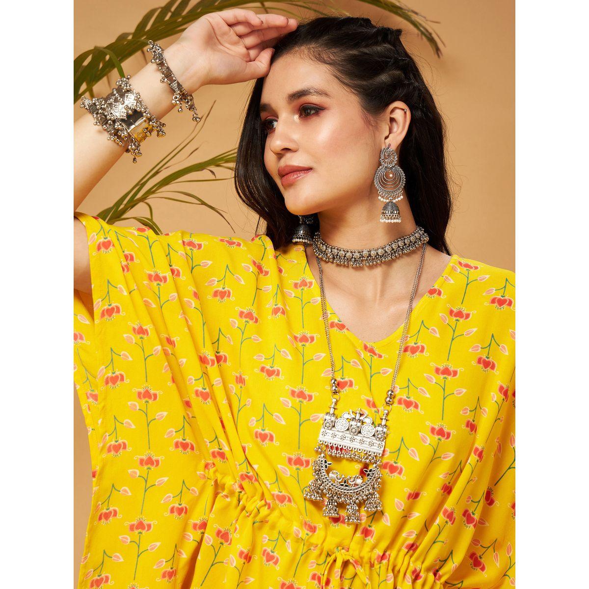Sassafras X Styli   Floral Print Ruched Waist Batwing Sleeves Top-women-clothing-ethnicwear-kurtas-image-4