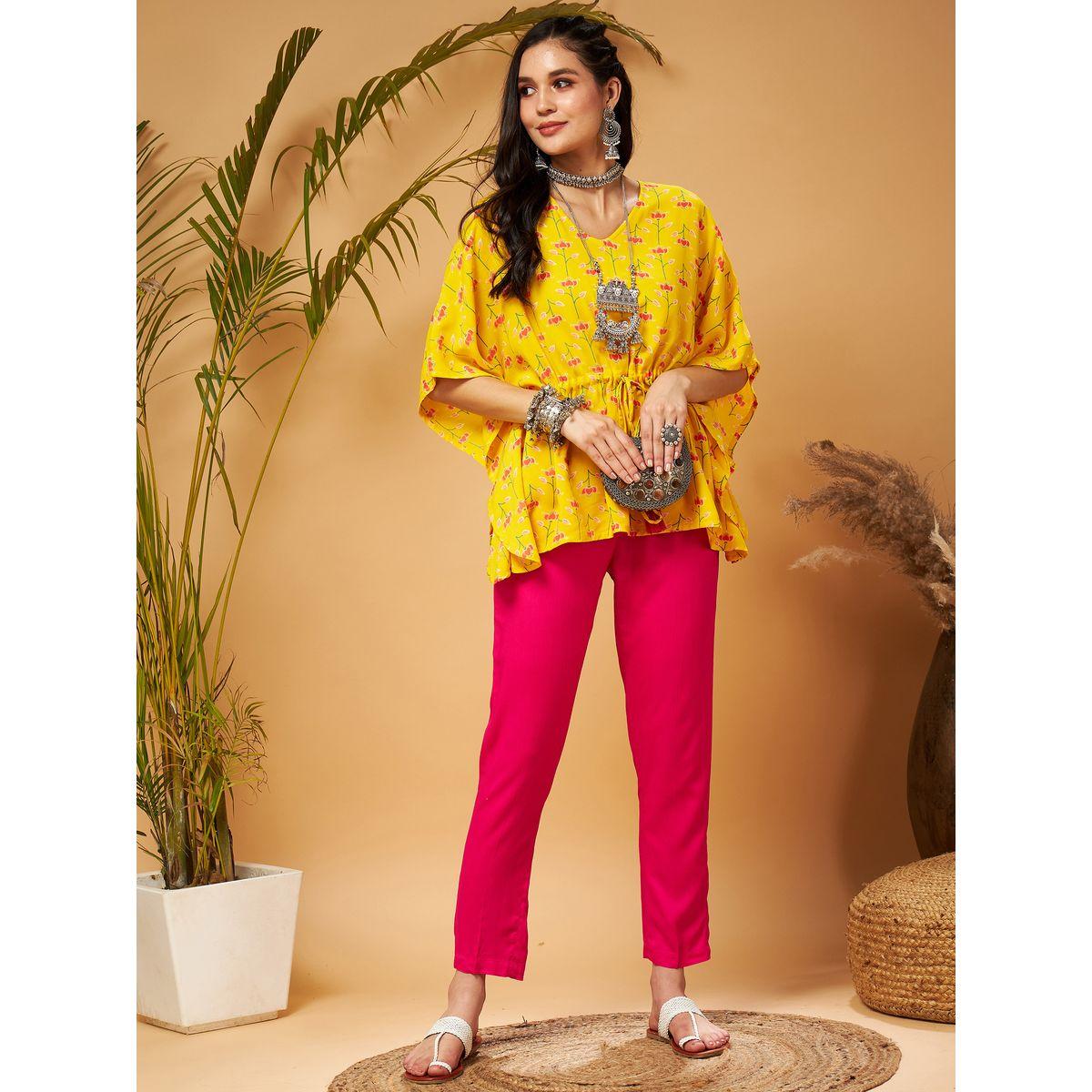 Sassafras X Styli   Floral Print Ruched Waist Batwing Sleeves Top-women-clothing-ethnicwear-kurtas-image-6