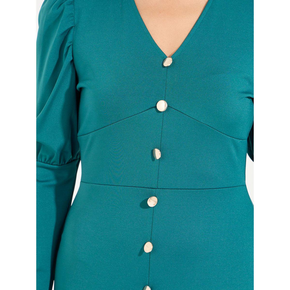 Styli Elevate Button Detail Fit & Flare Maxi Dress with Mermaid Hem-women-clothing-dresses-image-3