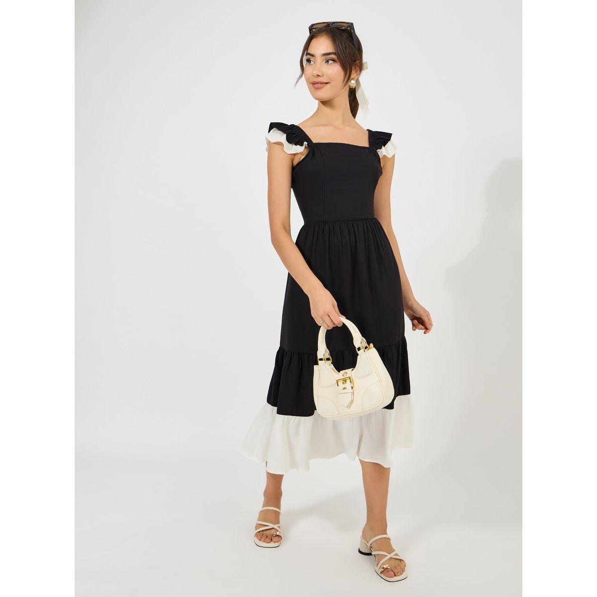فستان ميدي بتداخل الوان وتفاصيل مُتباينة-women-clothing-dresses-image-1