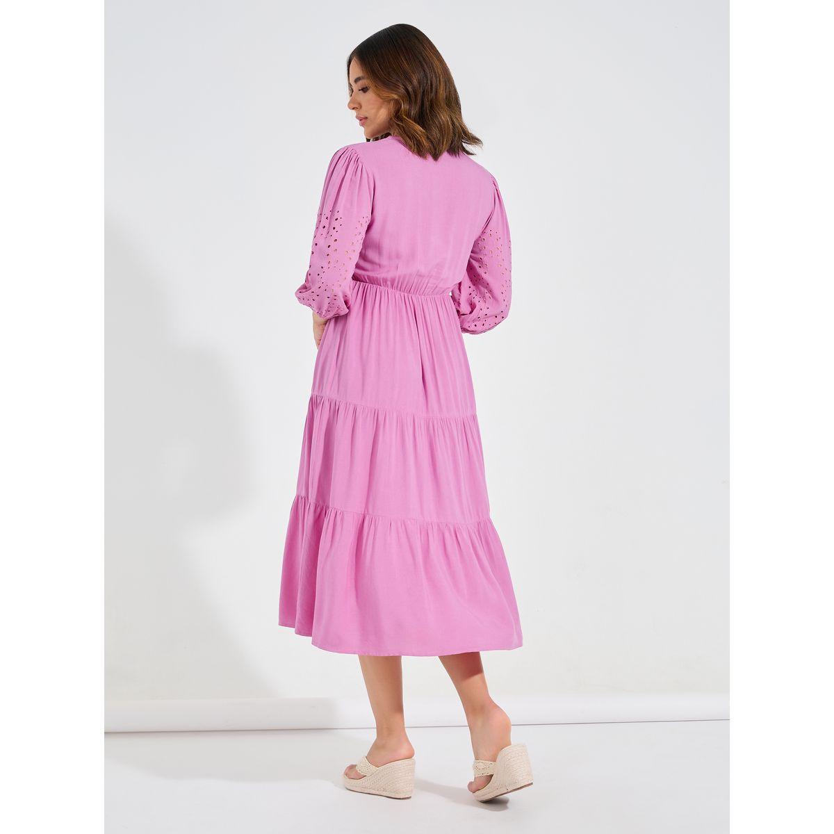 فستان ميدي مزين بفتحات مع كسرات-women-clothing-dresses-image-6